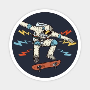 Retro Skateboarding Astronaut Illustration Magnet